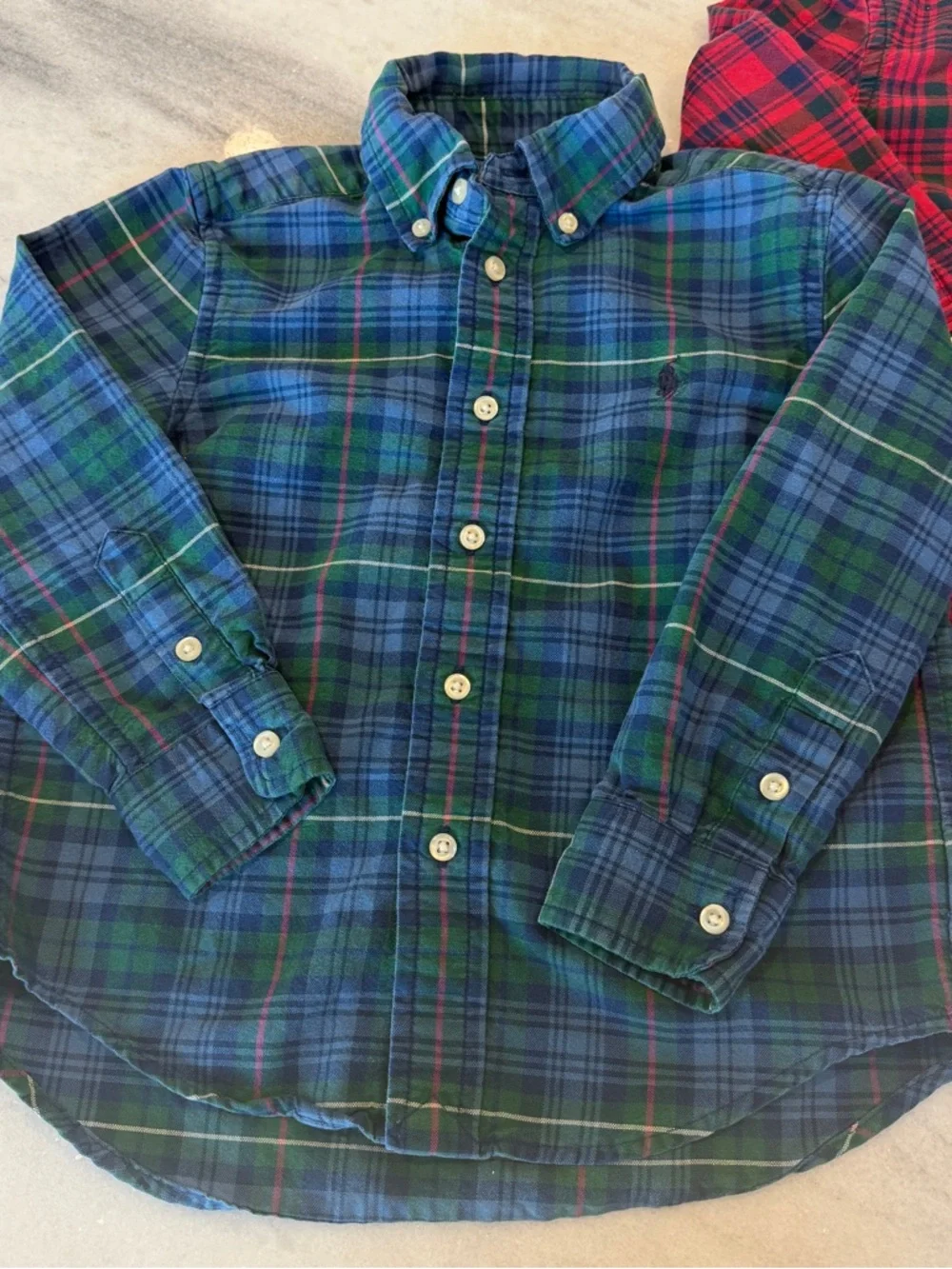 Ralph Lauren Boys 4T Kids Plaid‎ Button-Down Shirts Blue & Green and Red Bundle